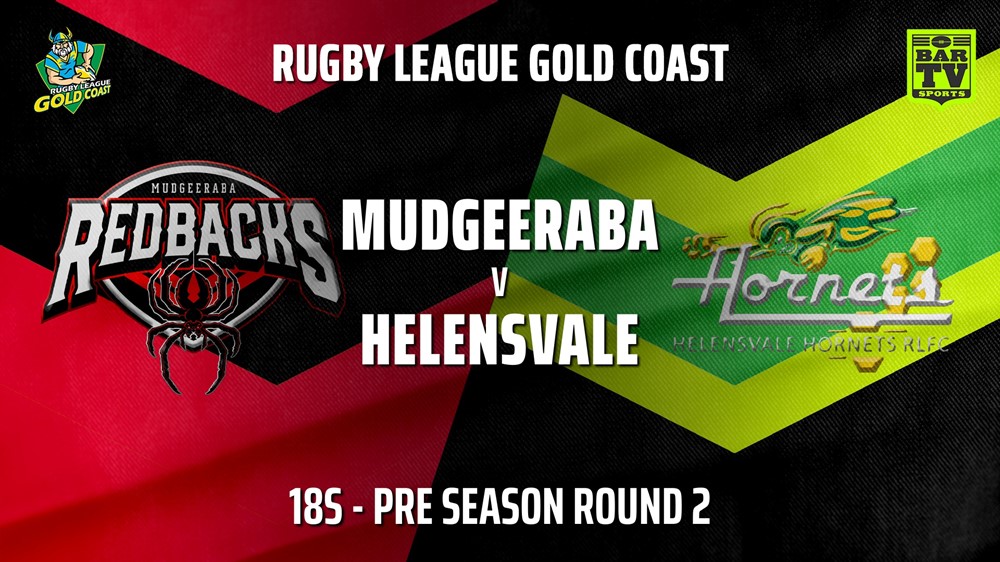 RLGC Pre Season Round 2 - 18s - Mudgeeraba Redbacks v Helensvale Hornets Slate Image