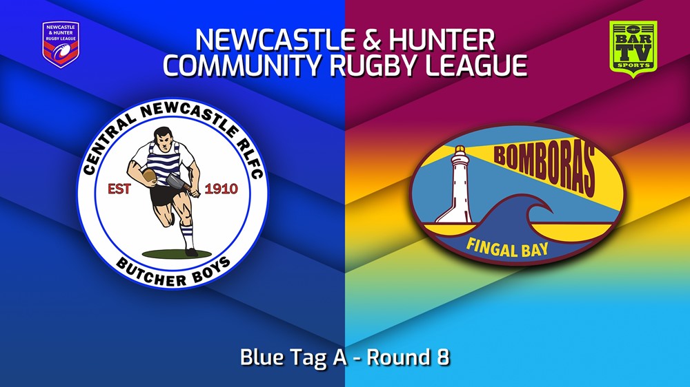 230521-NHRL Round 8 - Blue Tag A - Central Newcastle Butcher Boys v Fingal Bay Bomboras Minigame Slate Image