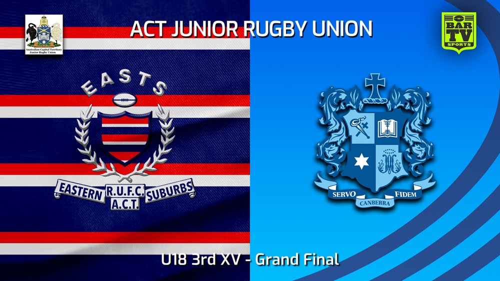 230903-ACT Junior Rugby Union Grand Final - U18 3rd XV - Eastern Suburbs Canberra v Marist Rugby Club Minigame Slate Image