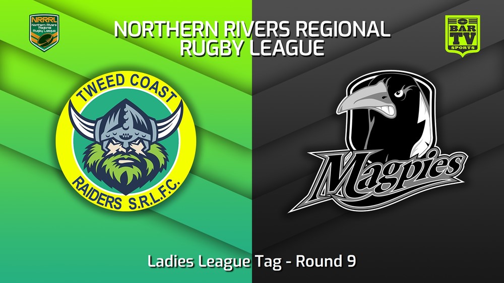 230708-Northern Rivers Round 9 - Ladies League Tag - Tweed Coast Raiders v Lower Clarence Magpies Minigame Slate Image