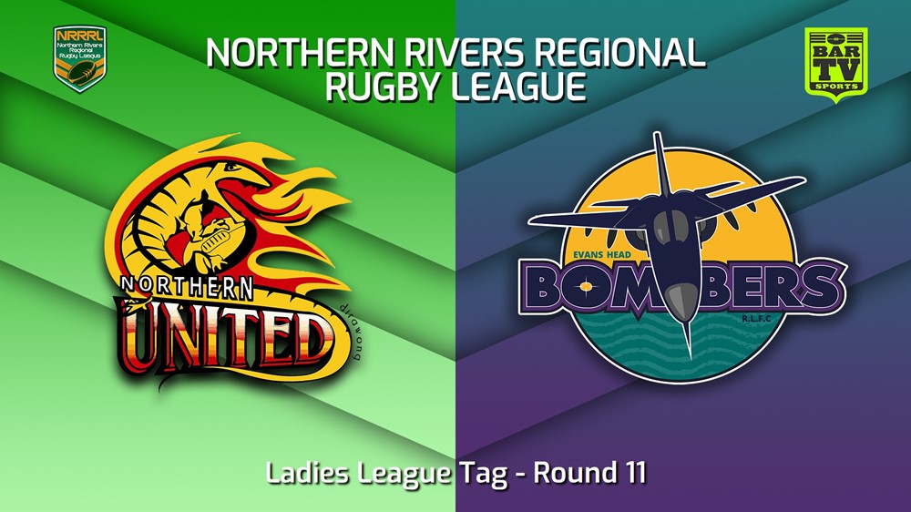 230701-Northern Rivers Round 11 - Ladies League Tag - Northern United v Evans Head Bombers Minigame Slate Image