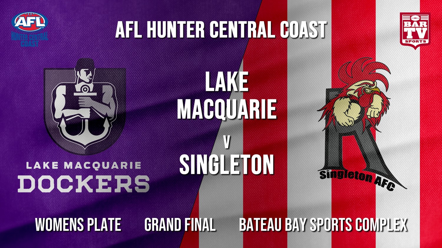 AFL HCC Grand Final - Womens Plate - Lake Macquarie Dockers v Singleton Roosters Minigame Slate Image