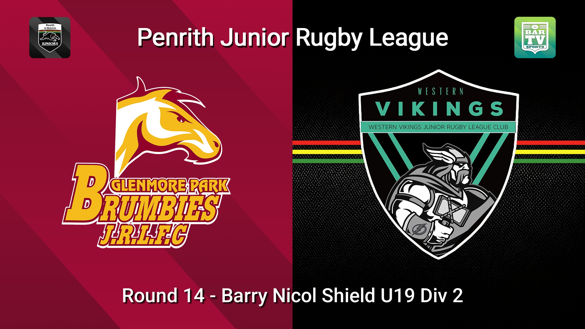 260725-video-Penrith & District Junior Rugby League Round 14 - Barry Nicol Shield U19 Div 2 - Glenmore Park v Western Vikings Slate Image