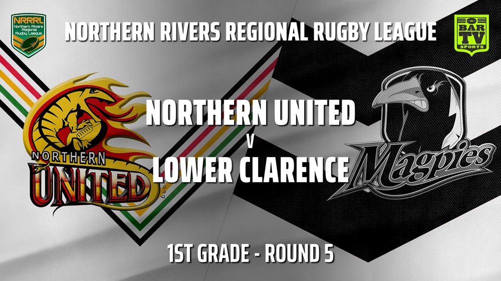 210530-NRRRL Round 5 - 1st Grade - Northern United v Lower Clarence Magpies Slate Image