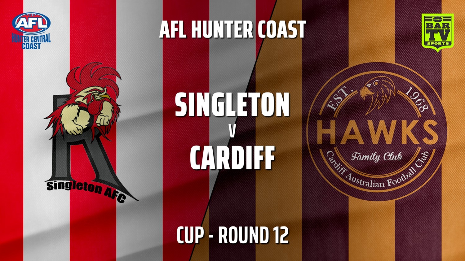 MINI GAME: AFL Hunter Central Coast Round 12 - Cup - Singleton Roosters v Cardiff Hawks Slate Image