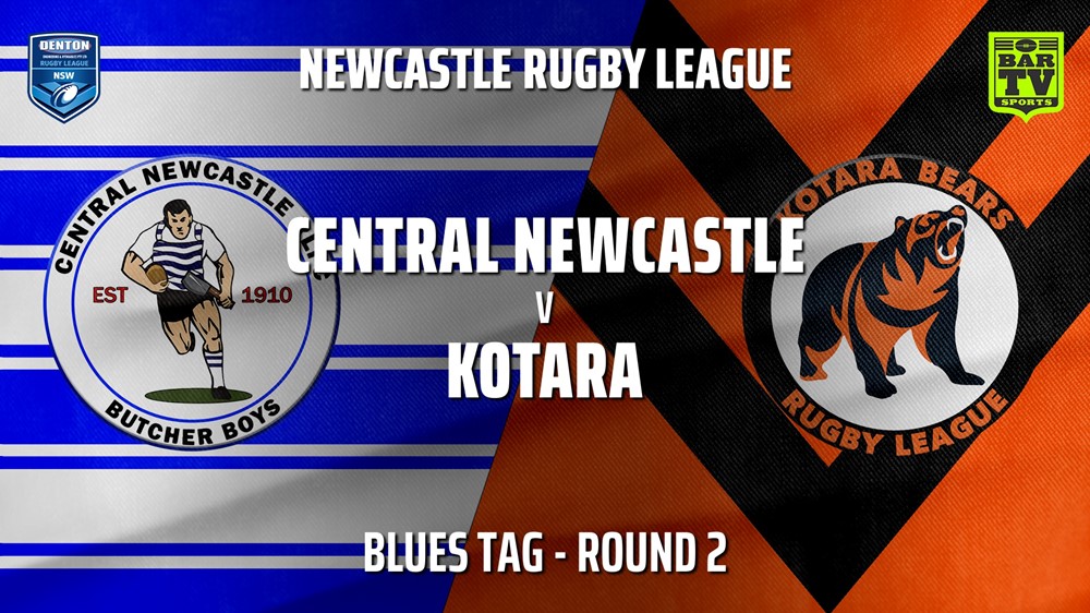 Newcastle Rugby League Round 2 - Blues Tag - Central Newcastle v Kotara Bears Minigame Slate Image