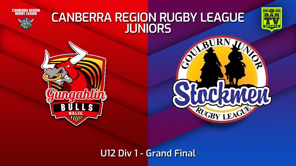 230910-2023 Canberra Region Rugby League Juniors Grand Final - U12 Div 1 - Gungahlin Bulls Juniors v Goulburn Junior Stockmen Slate Image