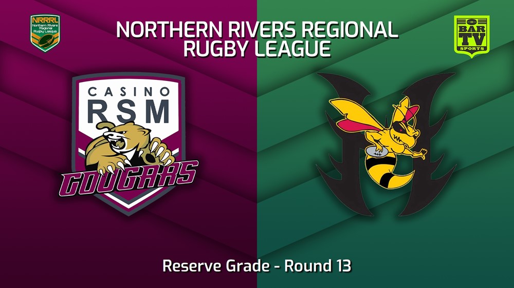 230716-Northern Rivers Round 13 - Reserve Grade - Casino RSM Cougars v Cudgen Hornets Minigame Slate Image
