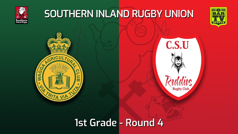 MINI GAME: Southern Inland Rugby Union Round 4 - 1st Grade - Wagga Agricultural College v CSU Reddies Slate Image
