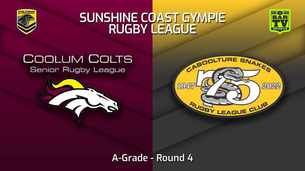 230422-Sunshine Coast RL Round 4 - A-Grade - Coolum Colts v Caboolture Snakes Slate Image