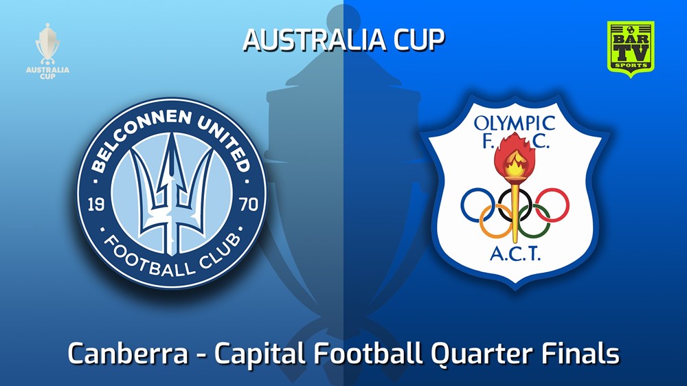 MINI GAME: FFA Cup Qualifying Canberra Capital Football Quarter Finals - Belconnen United v Canberra Olympic FC Slate Image