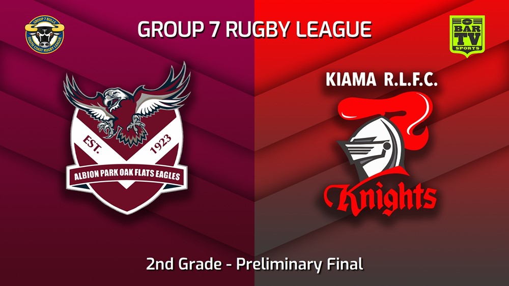 230909-South Coast Preliminary Final - 2nd Grade - Albion Park Oak Flats Eagles v Kiama Knights Minigame Slate Image
