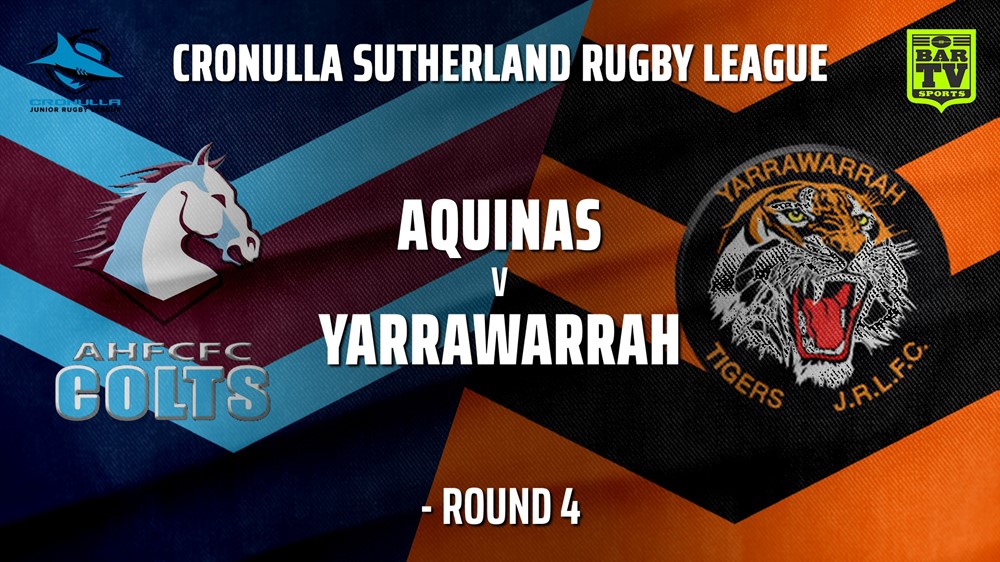 210523-Cronulla JRL Under 14s Silver Round 4 - Aquinas Colts v Yarrawarrah Tigers Minigame Slate Image