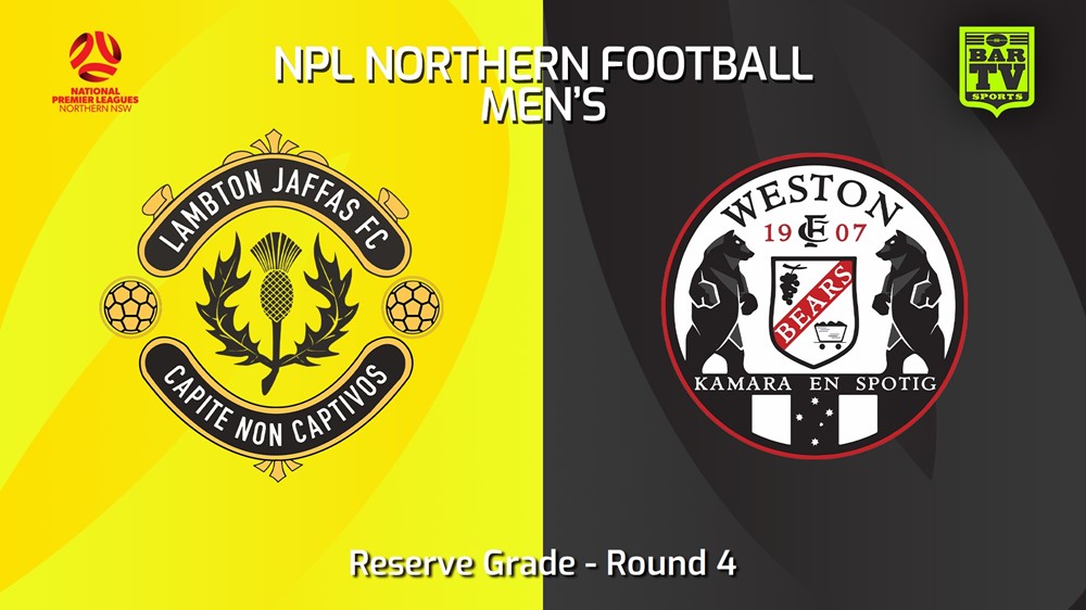 240316-NNSW NPLM Res Round 4 - Lambton Jaffas FC Res v Weston Workers FC Res Slate Image