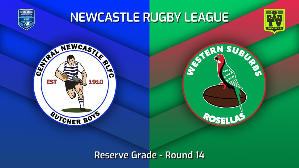 230702-Newcastle RL Round 14 - Reserve Grade - Central Newcastle Butcher Boys v Western Suburbs Rosellas Slate Image