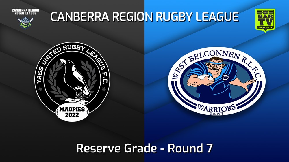 220528-Canberra Round 7 - Reserve Grade - Yass Magpies v West Belconnen Warriors Slate Image
