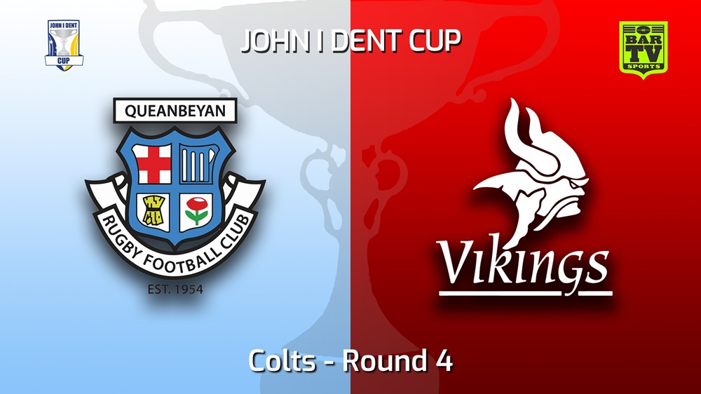 MINI GAME: John I Dent (ACT) Round 4 - Colts - Queanbeyan Whites v Tuggeranong Vikings Slate Image