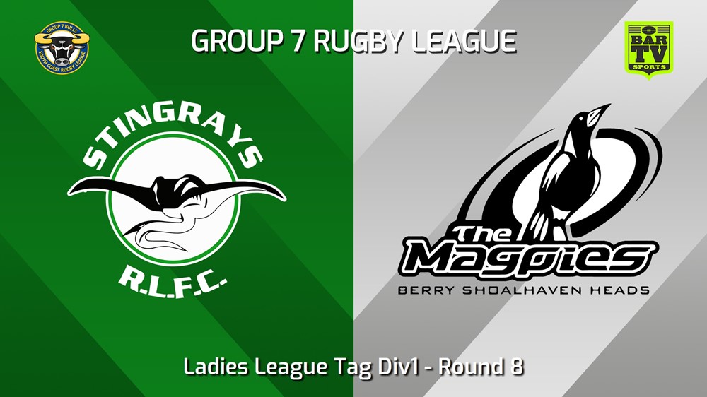 240526-video-South Coast Round 8 - Ladies League Tag Div1 - Stingrays of Shellharbour v Berry-Shoalhaven Heads Magpies Minigame Slate Image