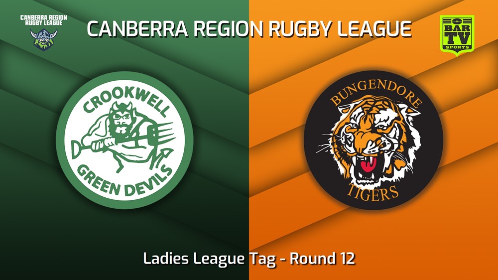 220710-Canberra Round 12 - Ladies League Tag - Crookwell Green Devils v Bungendore Tigers Minigame Slate Image