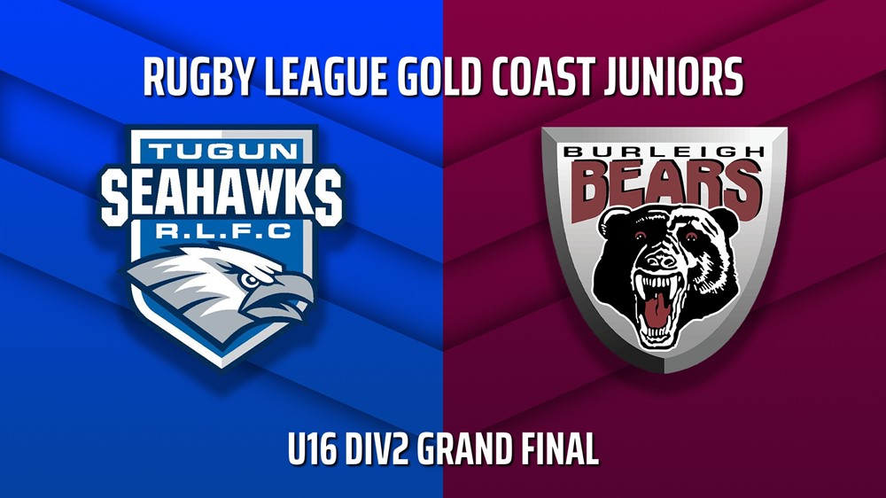 220903-Rugby League Gold Coast Juniors U16 Div2 Grand Final  - Tugun Seahawks v Burleigh Bears Juniors Slate Image