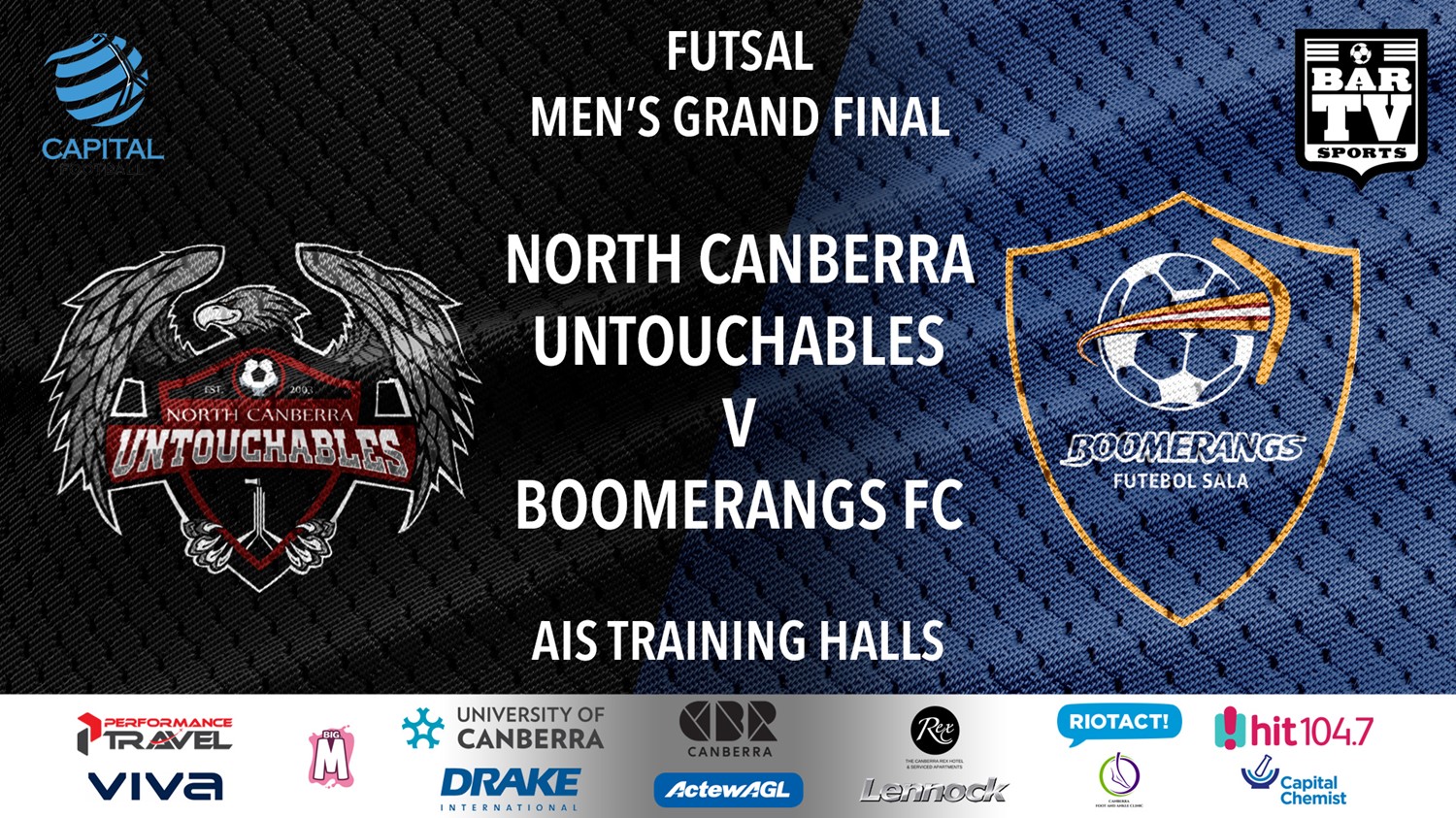 Capital Football Futsal Men's Grand Final - North Canberra Untouchables v Boomerangs FC Slate Image