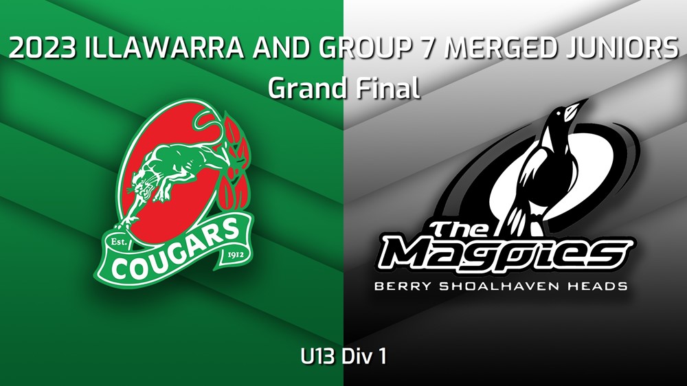 230909-Illawarra and Group 7 Merged Juniors Grand Final - U13 Div 1 - Corrimal Cougars v Berry-Shoalhaven Heads Magpies Minigame Slate Image