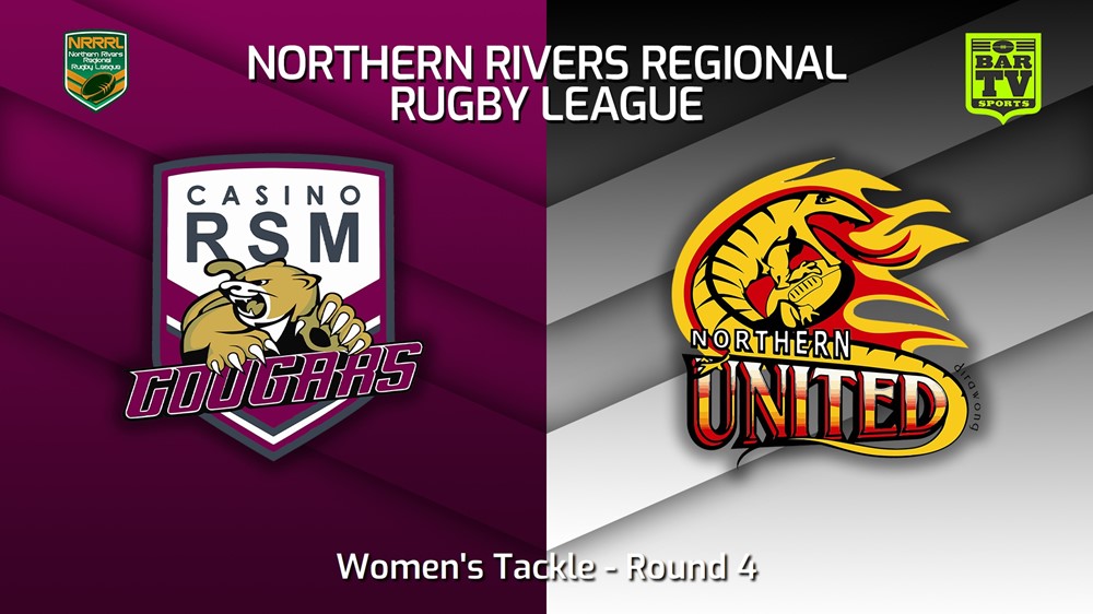 230507-Northern Rivers Round 4 - Women's Tackle - Casino RSM Cougars v Northern United Slate Image