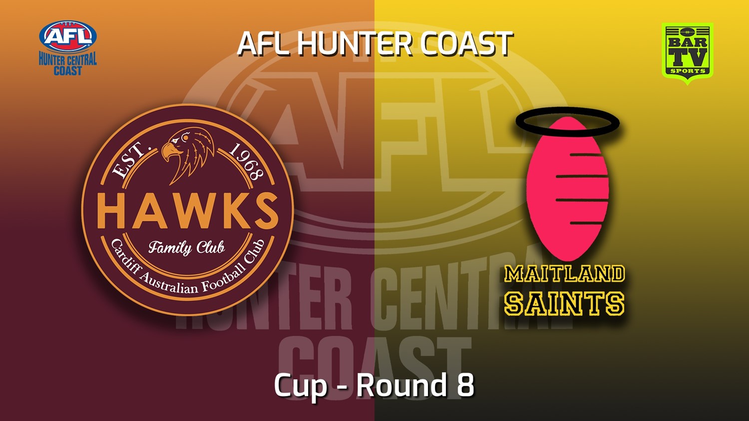 MINI GAME: AFL Hunter Central Coast Round 8 - Cup - Cardiff Hawks v Maitland Saints Slate Image