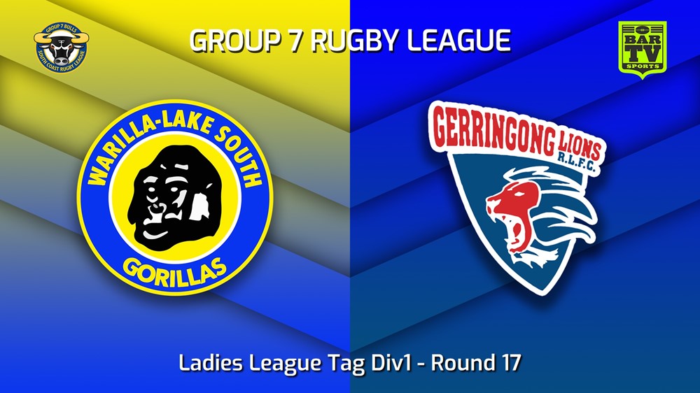 230813-South Coast Round 17 - Ladies League Tag Div1 - Warilla-Lake South Gorillas v Gerringong Lions Minigame Slate Image