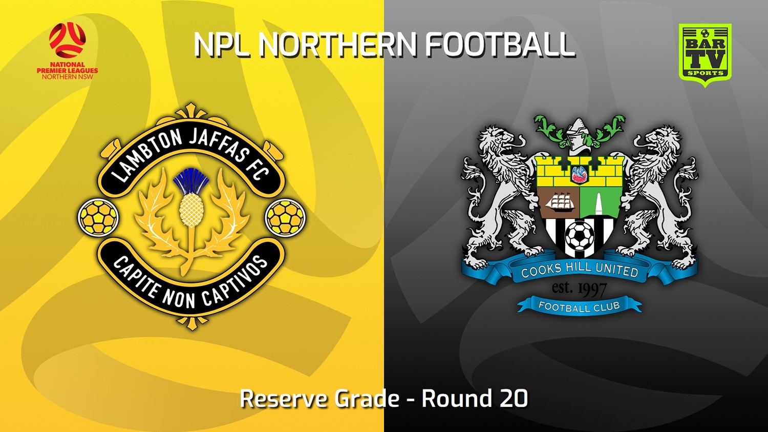 MINI GAME: NNSW NPLM Res Round 20 - Lambton Jaffas FC Res v Cooks Hill United FC (Res) Slate Image