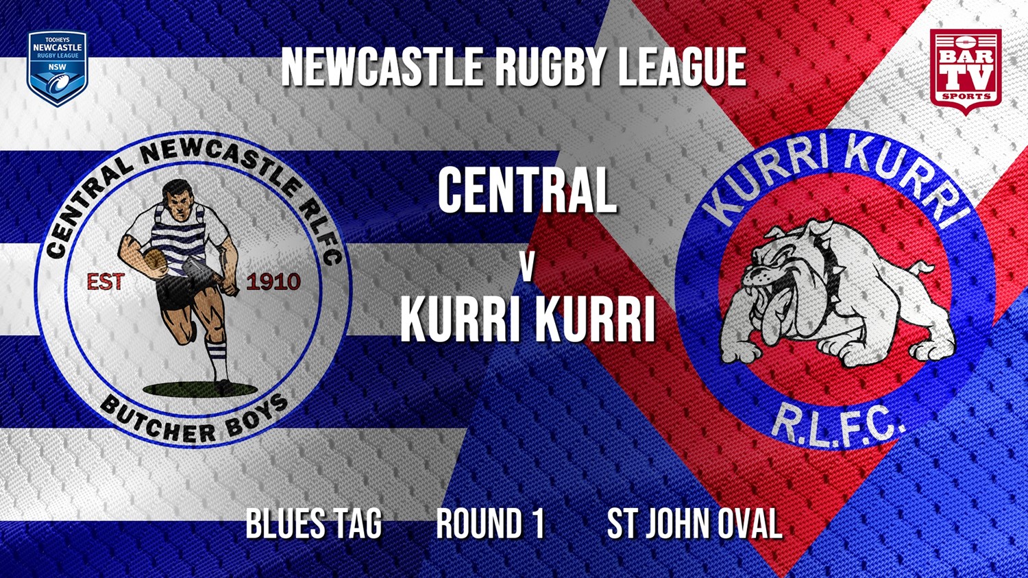 Newcastle Rugby League Round 1  - Blues Tag - Central Newcastle v Kurri Kurri Bulldogs Minigame Slate Image
