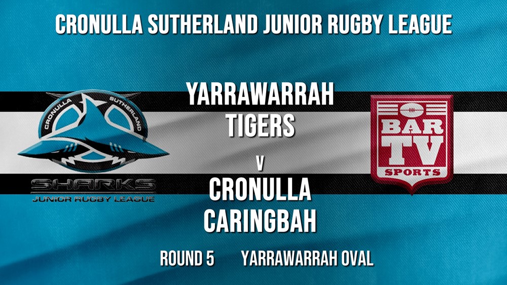Cronulla JRL Round 5 - U/13 - Yarrawarrah Tigers v Cronulla Caringbah Minigame Slate Image