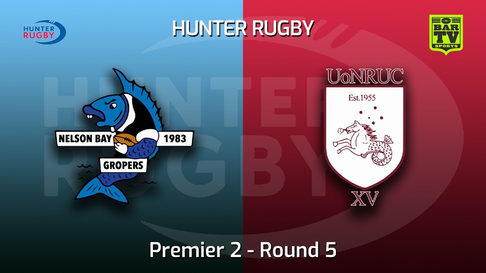 MINI GAME: Hunter Rugby Round 5 - Premier 2 - Nelson Bay Gropers v University Of Newcastle Slate Image