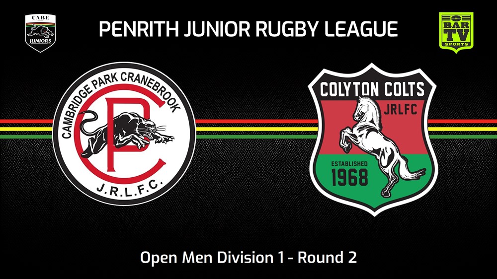 240414-Penrith & District Junior Rugby League Round 2 - Open Men Division 1 - Cambridge Park v Colyton Colts Slate Image