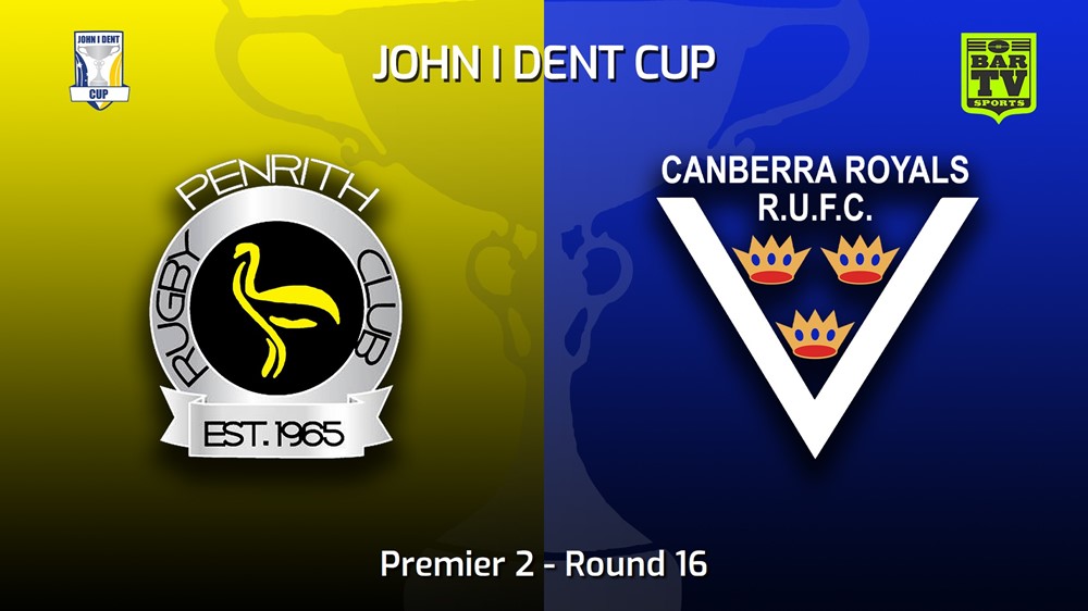 MINI GAME: John I Dent (ACT) Round 16 - Premier 2 - Penrith Emus v Canberra Royals Slate Image