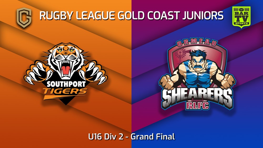 230909-Rugby League Gold Coast Juniors Grand Final - U16 Div 2 - Southport Tigers v Ormeau Shearers Minigame Slate Image