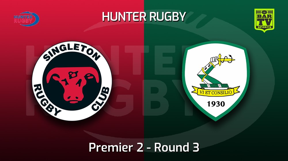 MINI GAME: Hunter Rugby Round 3 - Premier 2 - Singleton Bulls v Merewether Carlton Slate Image