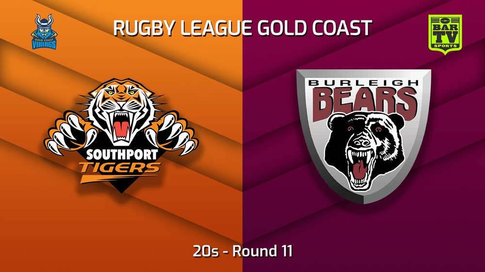 230709-Gold Coast Round 11 - 20s - Southport Tigers v Burleigh Bears Minigame Slate Image