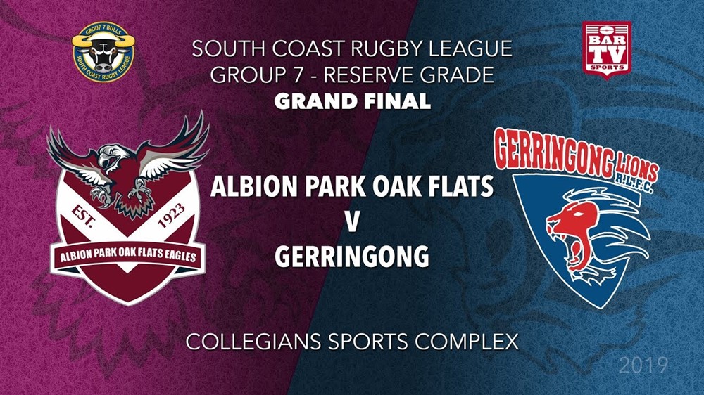 Group 7 South Coast Rugby League Grand Final - Reserve Grade - Albion Park Oak Flats v Gerringong Slate Image