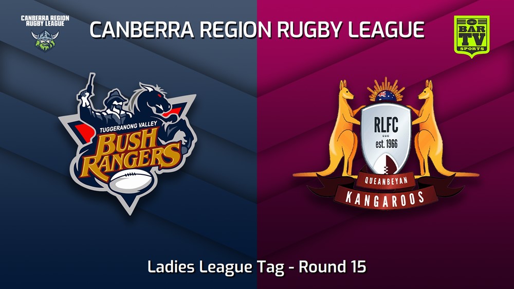 230805-Canberra Round 15 - Ladies League Tag - Tuggeranong Bushrangers v Queanbeyan Kangaroos Minigame Slate Image