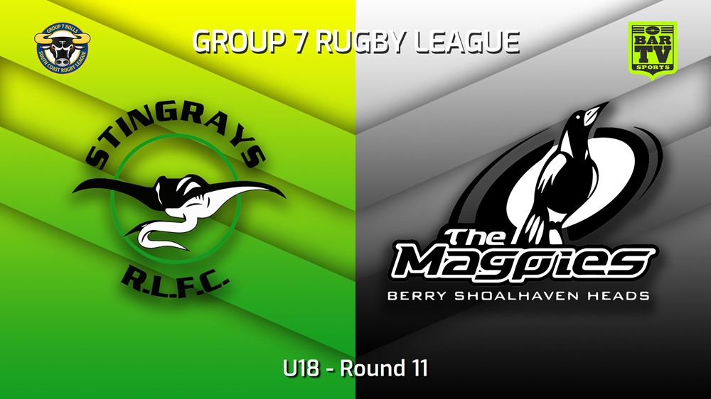 220703-South Coast Round 11 - U18 - Stingrays of Shellharbour v Berry-Shoalhaven Heads Magpies Slate Image