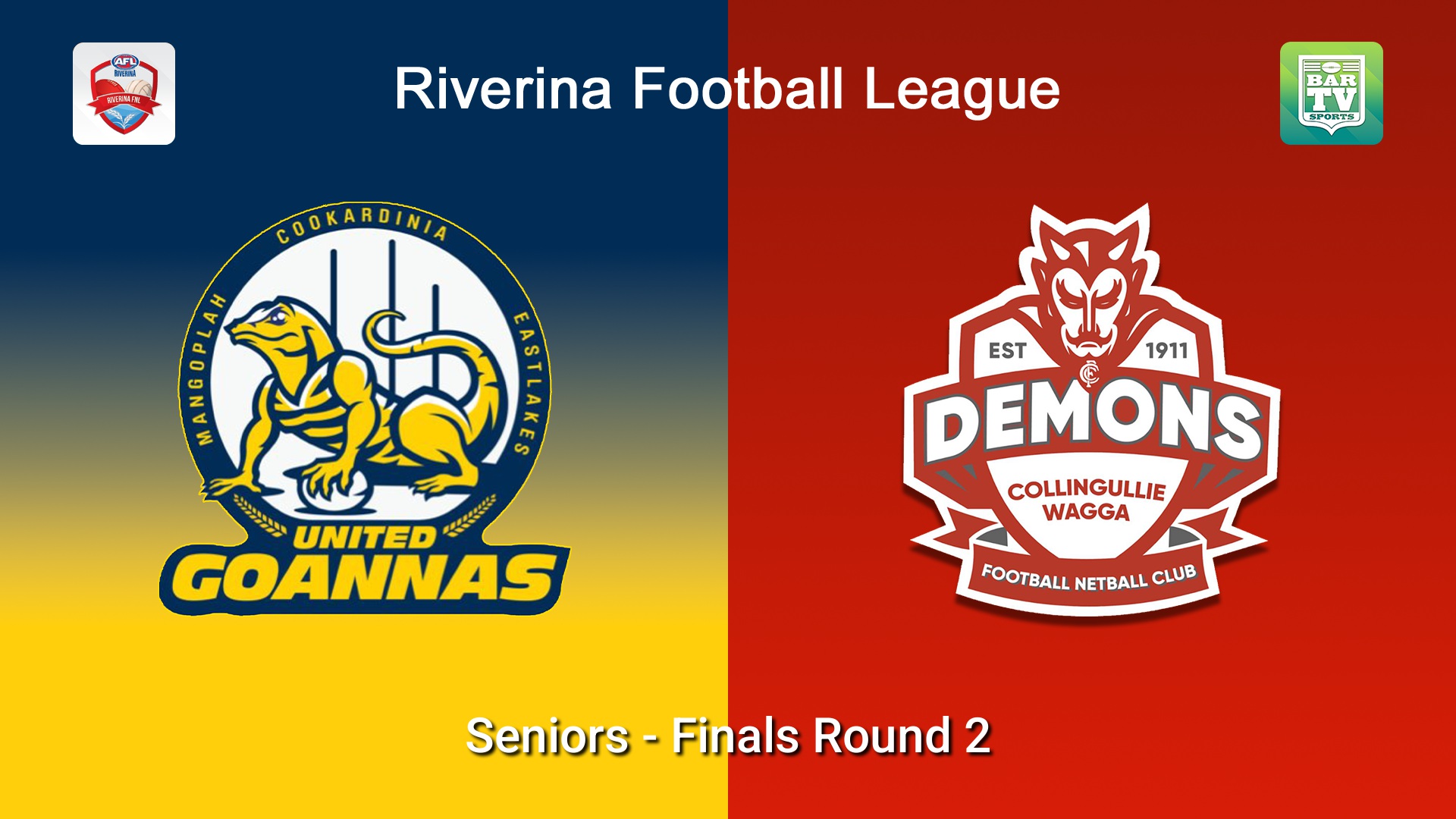 260829-video-Riverina Football League Finals Round 2 - Reserves - MCUE Goannas v Collingullie Wagga Demons Slate Image
