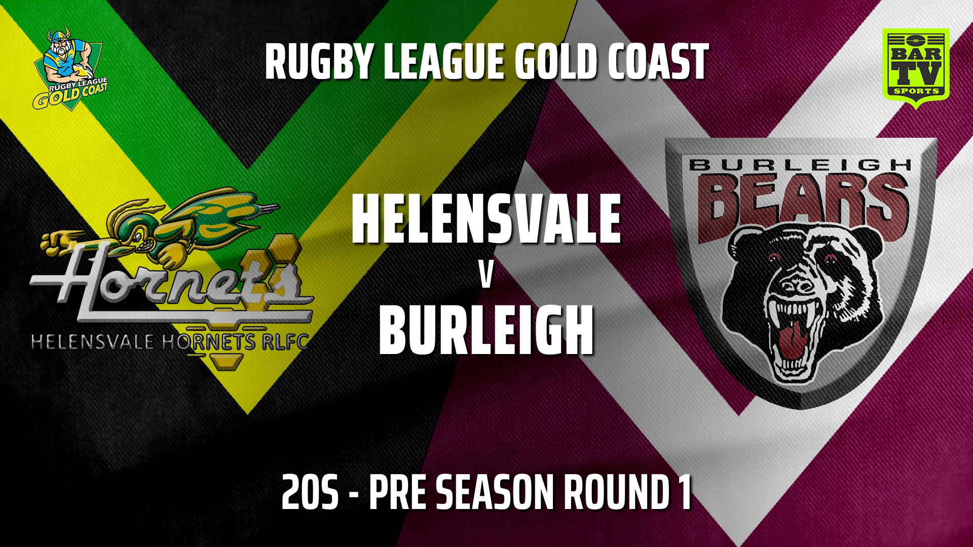 RLGC Pre Season Round 1 - 20s - Helensvale Hornets v Burleigh Bears Slate Image