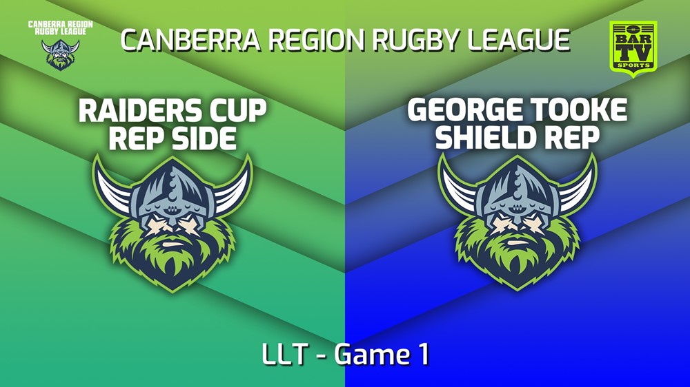 220611-Canberra Game 1 - LLT - Raiders Cup Rep v George Tooke Shield Slate Image