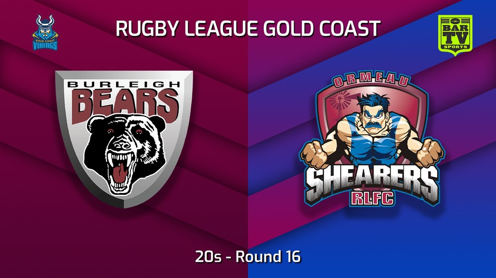 220807-Gold Coast Round 16 - 20s - Burleigh Bears v Ormeau Shearers Minigame Slate Image
