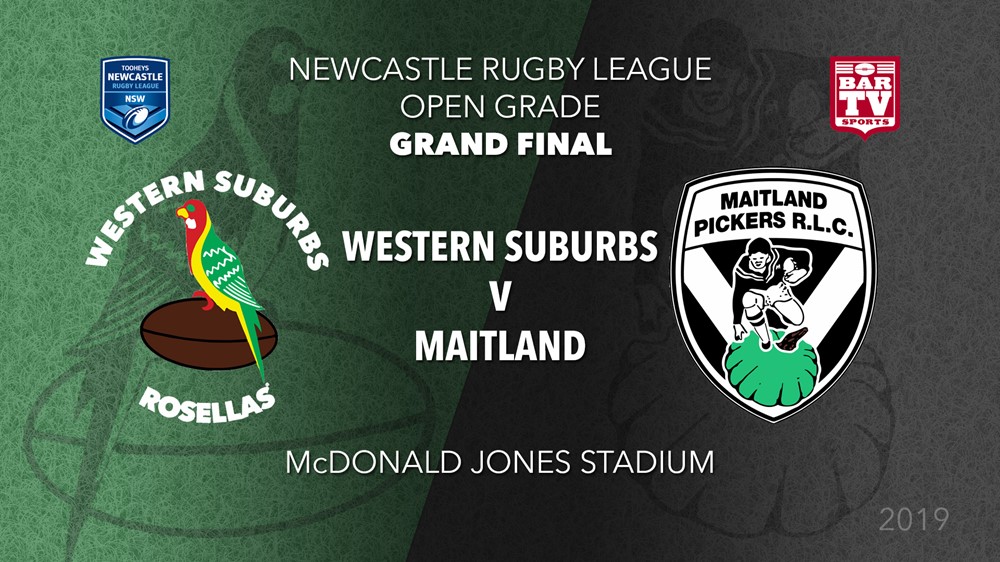2019 Newcastle Rugby League Grand Final - Open Grade - Western Suburbs Rosellas v Maitland Pickers Slate Image