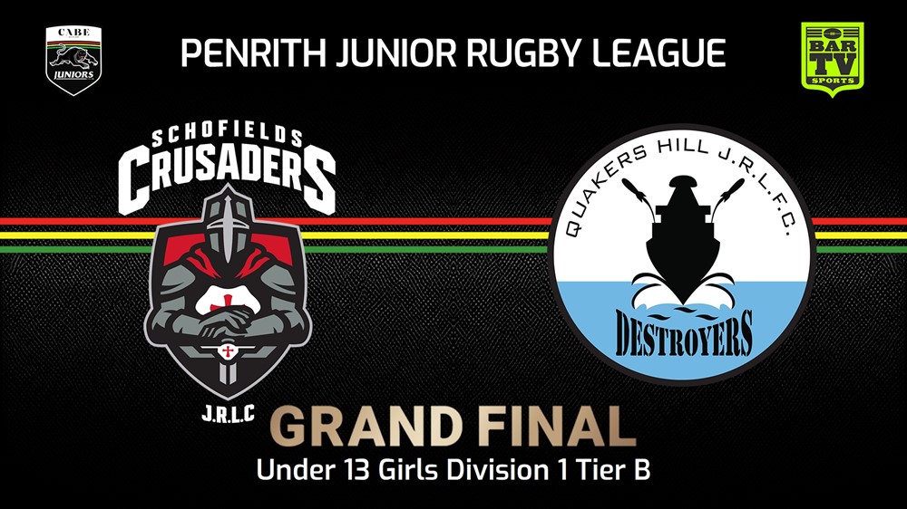 240907-video-Penrith & District Junior Rugby League Grand Final - Under 13 Girls Division 1B - Schofields Crusaders v Quakers Hill Destroyers Slate Image