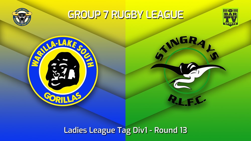 MINI GAME: South Coast Round 13 - Ladies League Tag Div1 - Warilla-Lake South Gorillas v Stingrays of Shellharbour Slate Image