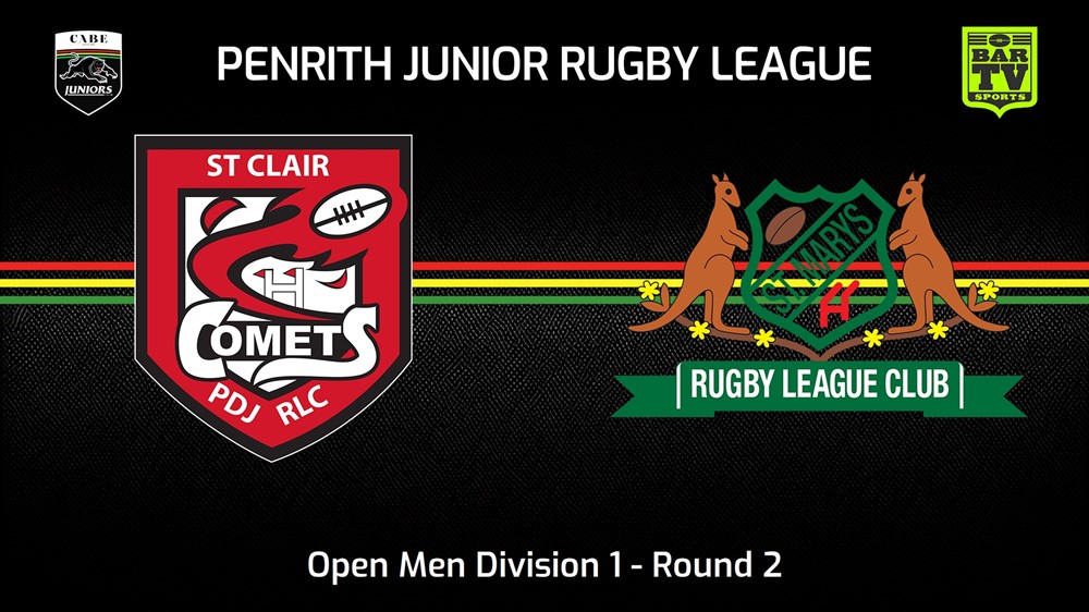 240414-Penrith & District Junior Rugby League Round 2 - Open Men Division 1 - St Clair v St Marys Slate Image