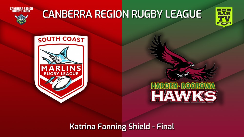 220903-Canberra Final - Katrina Fanning Shield - South Coast United v Harden Worhawks Minigame Slate Image